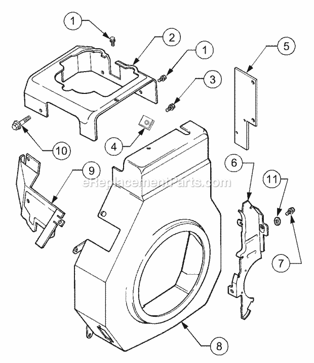 Blower Housing And Baffles Diagram and Parts List for 2166 13A-214G100, 13A-254G100 Cub Cadet Lawn Tractor